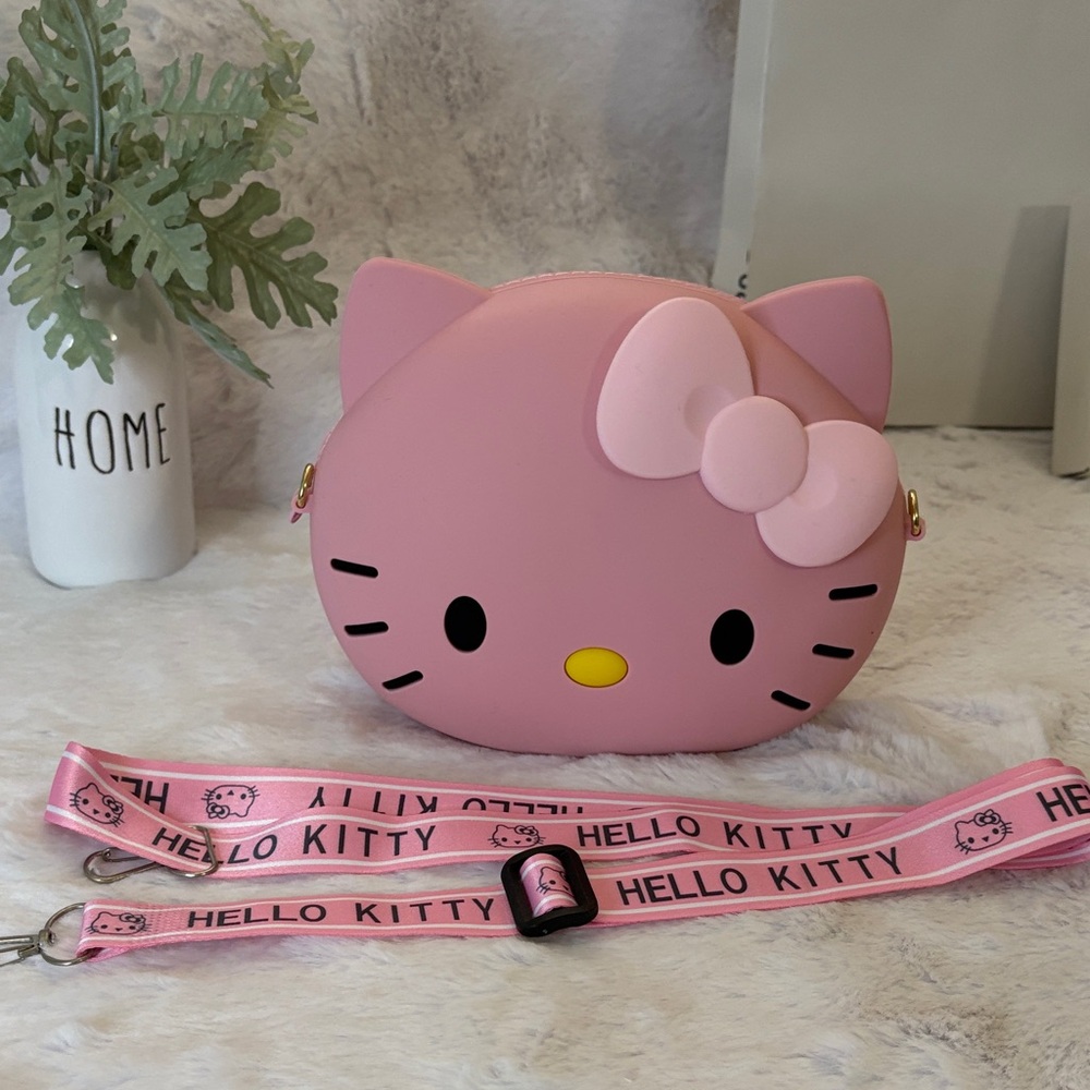 Pink Silicone Face Crossbody with Bow Accent